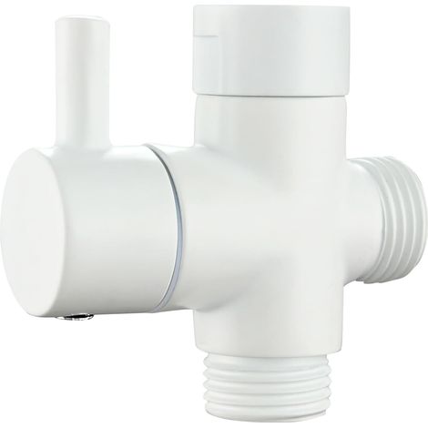 G1/2" Inverseur Douche en Laiton Valve 3 Voies Douchette pour Pommeau de Douche Double, Blanc (1/5)