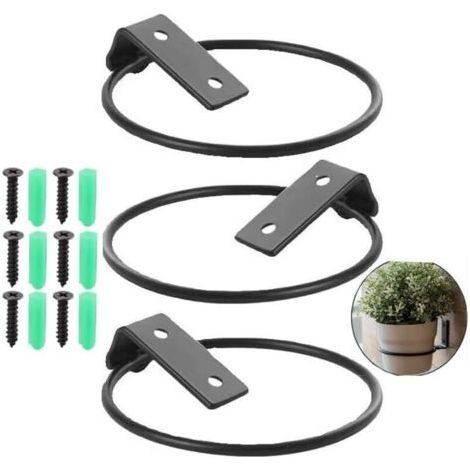 Lot de 3 Supports Muraux pour Pot de Fleurs Porte Pot de Fleur Anneau Pot Anneau Titulaire Pliable avec Vis pour Jardins Intéri (1/5)