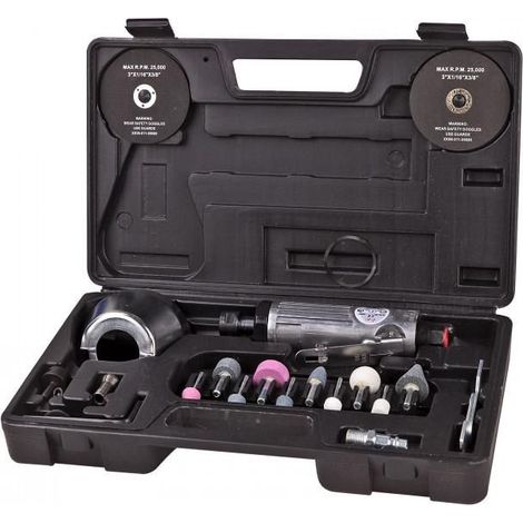Dema – Meuleuse pneumatique 20 pièces – Pression max 6,2 bar – 20000 t/min – Coffret avec accessoires pour métal