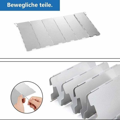 KLVGTIFS PU -INHHUB Wind Protection Réchaud à gaz pliable en aluminium Protection contre le vent Réchaud de camping avec 10 lattes en aluminium, Pare-vent pour réchaud de camping Grill extérieur-INHHU (1/3)