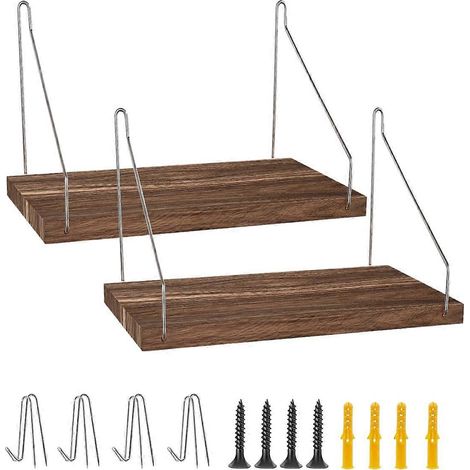Étagère murale de rangement avec crochets, étagère de bureau en bois, 30 x 15 cm, revêtement en tissu, lot de 2 (1/5)
