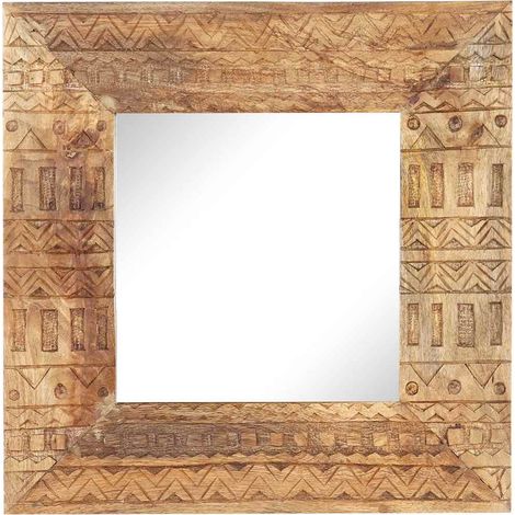 Maison Exclusive - Specchio Intagliato a Mano Bianco 50x50x2,5cm in Legno di Mango (1/5)