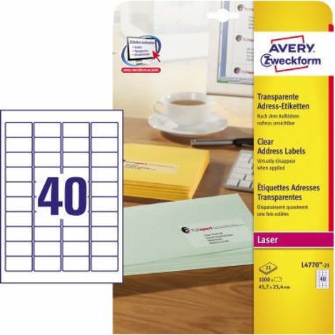 Adressetikett QuickPEELT 45,7 x 25,4 mm (B x H) Polyester transparent 1.000 Etik./Pack. (1/5)