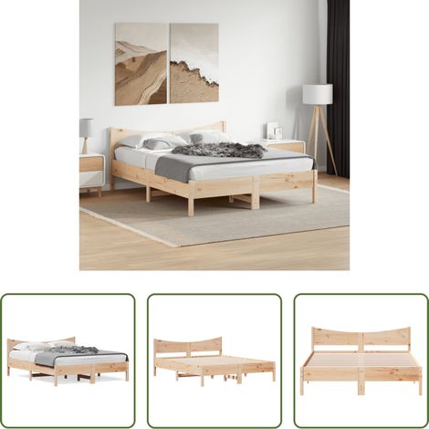 Bois de pin - Cadre de lit sans matelas 160x200 cm bois massif de pin (1/5)