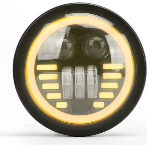 Phare LED Moto 12V 6.5 Pouces 12-80V DC Double Couleur IP67 Étanche DRL Rond Avant Remplacement pour Suzuki Sans Support (1/5)