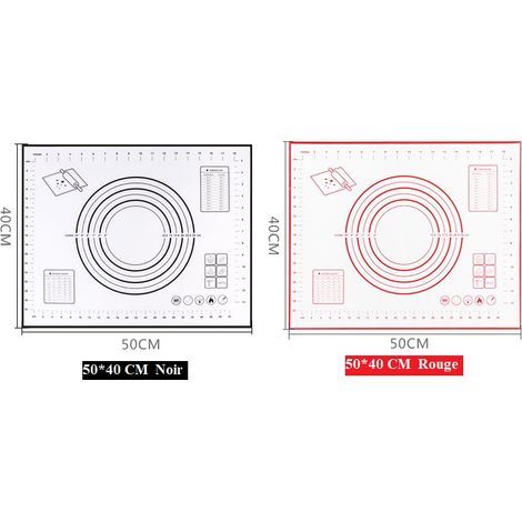 Alfombrilla Para Hornear De Silicona Antiadherente MINKUROW Con Medidas 2 Uds Para 50x40cm (Rojo + Negro) (1/4)