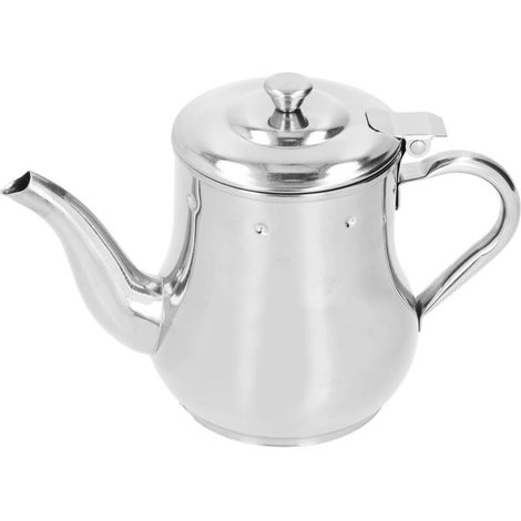 Théière Passoire à Huile Théière en Acier Inoxydable avec Filtre avec Infuseur Amovible, Théière en Acier Inoxydable avec Filtre Pot Passoire à Huile Antirouille pour Hôtels (Argent) (1/5)