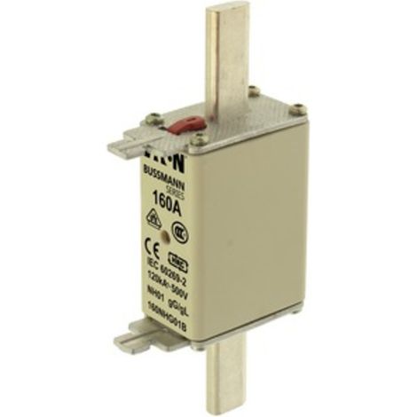 Eaton Sicherungseinsatz, Niederspannung, 160 A, AC 500 V, 120 kA, NH01, gL/gG, IEC, Doppelkennmelder, spannungsführende (1/5)