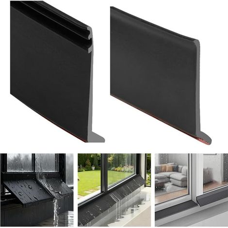 Joint d'étanchéité anti-pluie pour fenêtre -200cm, joint anti-eau et plaque de guidage d'eau, facile à installer, convient aux fenêtres coulissantes.
