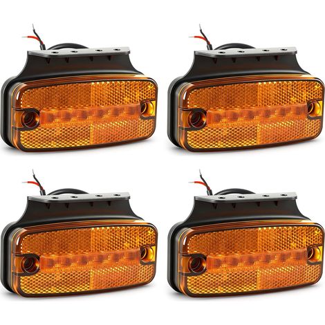 Lot de 4 Feux de Position Latéraux Orange à LED, 12V/24V Support Étanche pour Remorque, pour Remorques, Camionnettes, Caravanes, Camions (1/5)