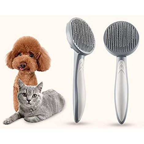 Pettine ad aghi autopulente per cani e gatti – Pelo lungo/corto – Acciaio inossidabile – 1 pezzo