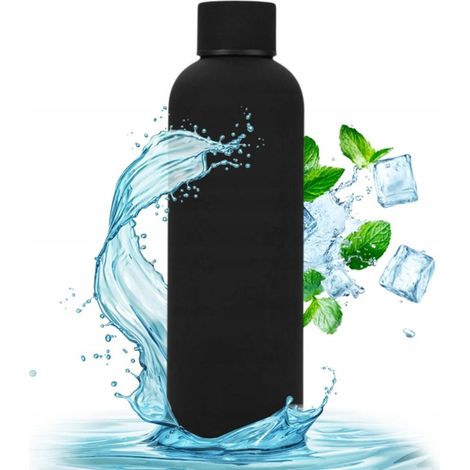 ECARLA Borraccia in acciaio inox, bottiglia termica 500ml Nero BD46CZ (1/5)