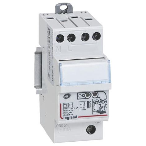 Legrand – Parafoudre pour tableau électrique type 2 – Protection intégrée 12kA/pôle – 1P+N – 2 modules – Icc 4,5 kA