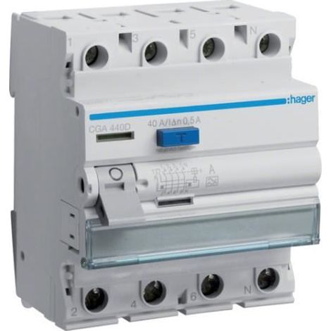 Interruptor diferencial Hager cga440d 40A 500mA tipo A