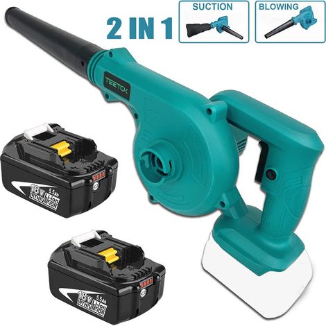 Biancellino a foglia di cordone, soffiatori e aspirapolvere da foglie elettriche 2 in 1 +batteria da 5,5A 2x (nessun caricabatterie), compatibile con la batteria Makita