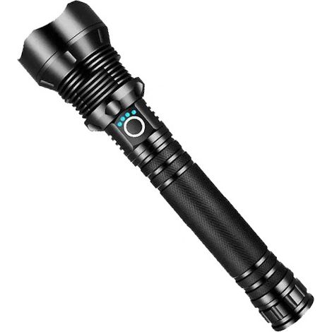 Torcia LED ultra potente, torcia ricaricabile USB di tipo C da 300 lumen, torcia impermeabile con zoom regolabile XHP70.2 per campeggio, escursionismo ed emergenze (batteria da 3000 mAh)