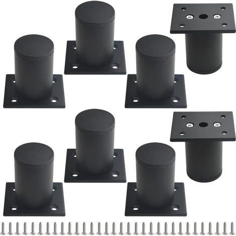 Lot de 8 Pieds de Meuble Ronds réglables de 6 cm, Pieds de Cuisine, Pieds de Rechange en métal pour Armoire, canapé, étagère, Table (1/5)