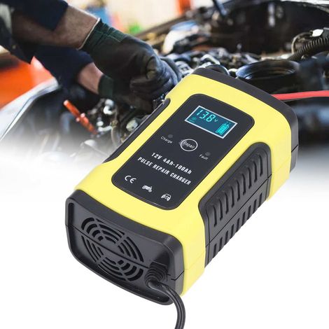 Chargeur de batterie au plomb-acide 12 V pour jardin et voiture d'extérieur, adapté aux batteries de 4 Ah à 100 Ah, universel pour motos et voitures, réparation en un clic et charge rapide. (1/5)