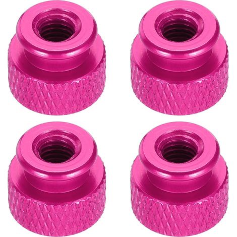 4Pcs Écrou Moleté M5 12mm OD 10mm Hauteur Écrou à Main en Alliage d'Aluminium Anodisé 6061, Vis de Châssis Métallique pour Machines, Assemblage DIY, Électronique, Rose (1/5)