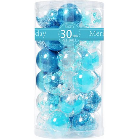Lot de 30 boules de Noël décoratives en plastique transparent incassable avec décorations délicates en peluche (1/5)
