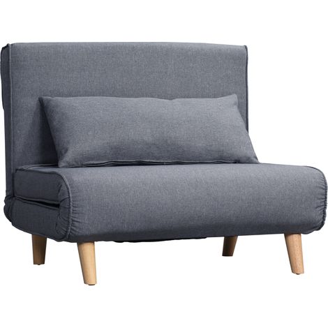 Einzelsofa Schlafsofa Sofabett Klappsofa verstellbar Rückenlehne Liege nordisch skandinavisch 25D Schaumstoff Haus Leinenimitat Kautschukholz Grau 94 x 78 x 80 cm