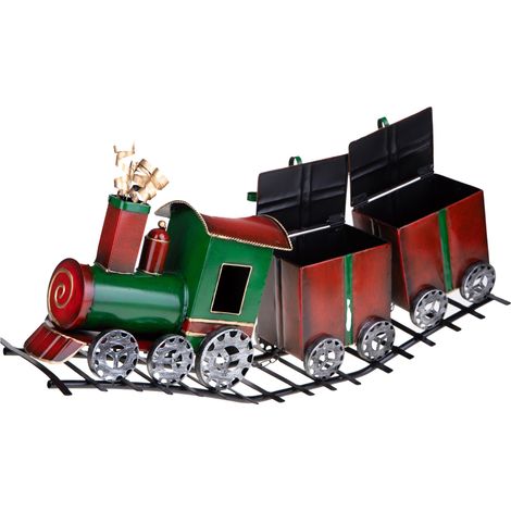 Trenino rosso e verde con pacchi H29 cm per decorazioni natalizie (1/3)