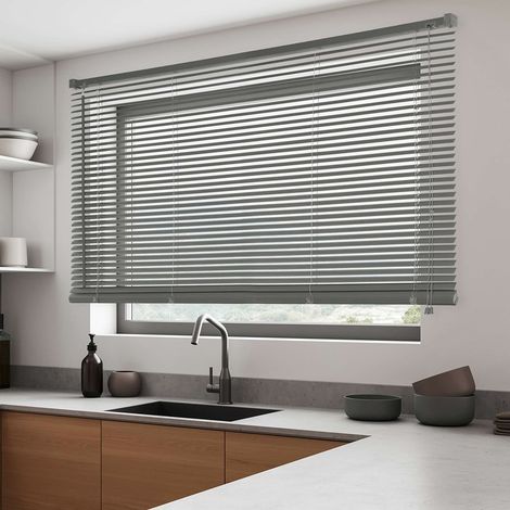 TrAdE Shop Traesio - Tenda Veneziana Grigia In Pvc 120x160cm Per Portafinestra Finestra Parasole Tpl45 037949 - (1/5)