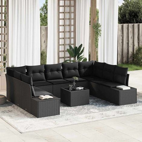 vidaXL Set Divano da Giardino 10 pcs Nero Rattan in Polipropilene (1/5)