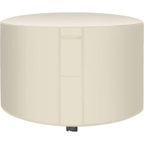 Housse de protection imperméable pour salon de jardin rond, tissu Oxford 420D, coupe-vent, protection UV, beige 185 x 95 cm