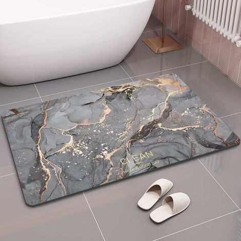 Crediri - Alfombrilla de baño de tierra de diatomeas, antideslizante, superabsorbente, 40 x 60 cm, diseño absorbente, lavable, antimanchas, fácil y rápida de limpiar (1/5)