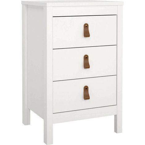 Dmora - Comodino Mirabelle, Comò basso, Tavolino da notte, Mensola da letto, 44x38 h70 cm, Bianco