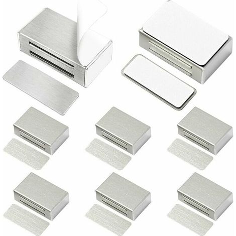SHINING HOUSE Selbstklebender Schranktürmagnet, Set mit 8 magnetischen Türriegeln, aktualisiert, schraubenlos, ohne Bohren, für Küchenschränke, starker Magnetverschluss für Schublade, Schrank, Möbel u (1/5)