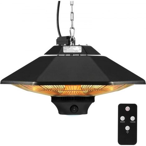 Chauffage extérieur terrasse, 2000 W, radiateur infrarouge de plafond suspendu électrique avec télécommande, protection IP34, chaîne réglable, chauffage pour porche, intérieur, salle à manger (1/4)