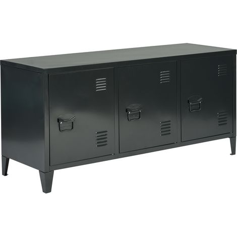 FurnitureR Armoire de Rangement Métal Style Industriel Meuble avec 3 Portes et Étagères Armoire Bureau Rangement Maison Salon (1/5)