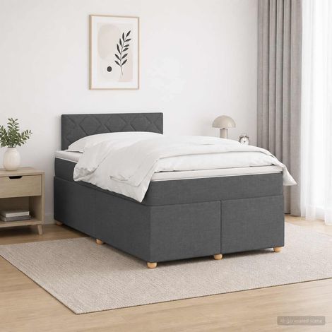 vidaXL Lit boxspring avec matelas Gris foncé 120 x 190 cm Tissu (1/5)