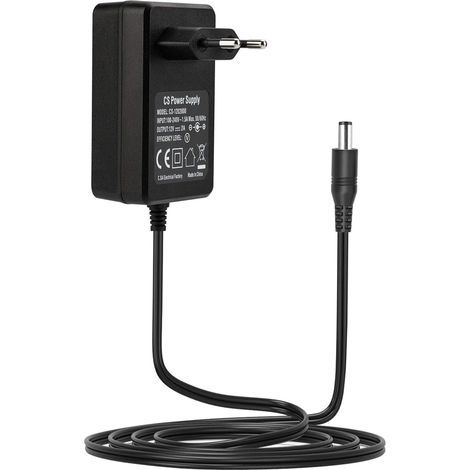 Tonton Alimentation de Caméra de Surveillance DC 12V 2A, Transformateur Chargeur CCTV 5,5 mm x 2,1 mm avec Prise EU et Câble de 1,2 mètre (Noir)