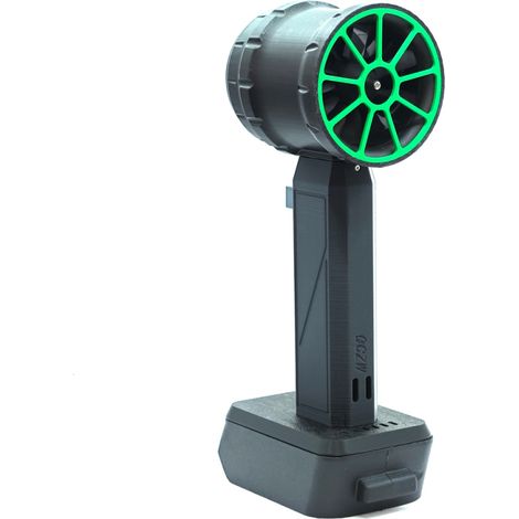 Ventilador turbo portátil – Motor sin escobillas de 50 mm, empuje de 800-1000 g – Limpieza de coches/teclados – Compatible con baterías Dewalt/Makita/Milwaukee de 18 V/21 V