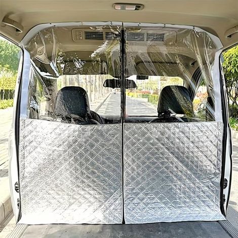 Kit de cortinas divisorias para vehículos (aire acondicionado, parasol, privacidad, aislamiento térmico) con cremallera – Compatible con Ford Transit Custom (autocaravana, furgoneta camper, caravana) (1/5)