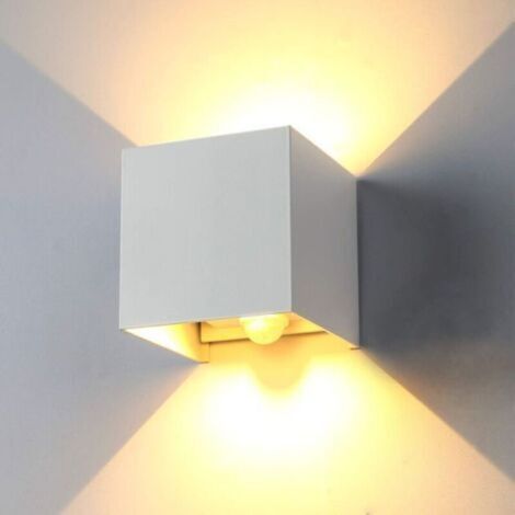 AMXCNOY Applique murale à LED avec détecteur de mouvement, 6 W, lumière blanche chaude 3000 K, allumage et extinction automatiques, pour usage intérieur et extérieur (chambre, jardin, allée) (1/2)
