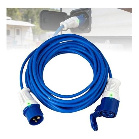 Extension Cable, 10 m 230 V 16 A Extension Cord, Camping Car Extension Cable for Camping and Outdoor Activities, Construction Sites, Industry, Outdoor, Blue (1/5)