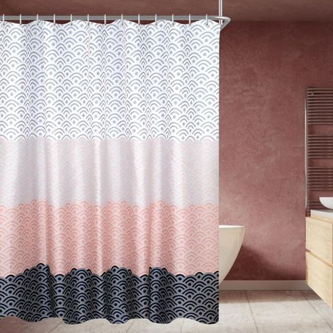 Tenda da doccia, 180 x 200 cm – Fantasia floreale – Orlo appesantito – Materiale antimuffa – Impermeabile, lavabile – Tessuto in poliestere - Crezuo (1/4)