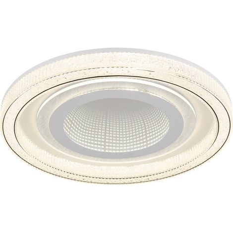 Plafonnier semi-encastré à LED intégré, blanc mat, LED à intensité variable, 2 700-6 000 K, télécommande