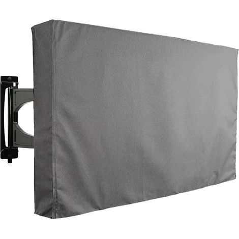 Housse de protection extérieure pour téléviseur (grise, convient aux téléviseurs de 22 à 24 pouces) - Résistante aux intempéries - Compatible avec la plupart des supports et pieds (1/5)