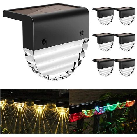 MINKUROW Solarleuchten Outdoor, wasserdichte Solarlampe für Gartendekoration Packung mit 6 LED-Gartenleuchten für Terrasse, Garten, Stufen und Treppen, 2 warmweiße/farbwechselnde LED-Beleuchtungsmodi