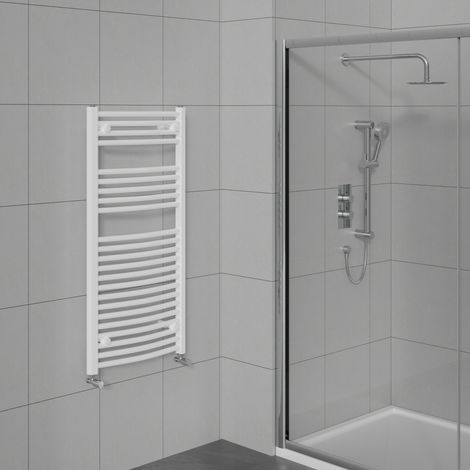 Curved Heated Towel Warmer Bathroom Radiator White 1100x600mm (1/5)