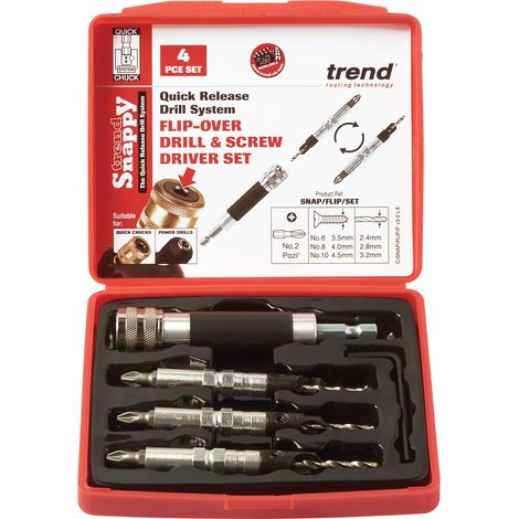 Trend Snappy Set di 4 Avvitatori Reversibili, Cambio Rapido e Controsvasatura Pilotata Efficiente, SNAP/FLIP/SET (1/5)