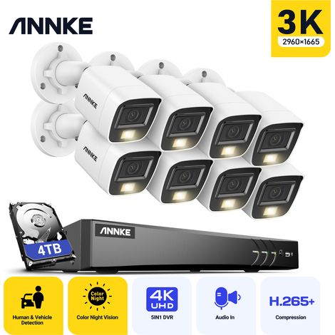 ANNKE 4K Ultra HD 8CH Security DVR Recorder 3K HD Security Camera IR Night Vision Built-in Mic 8Camera Kit -4TB HDD (1/5)