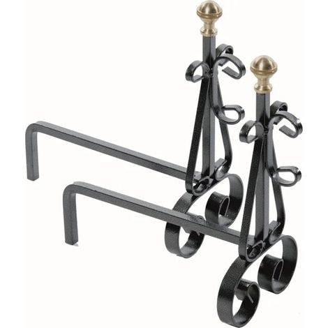 Alari Per Camino Con Pomoli In Ottone - cm.19x31x30h. (1/2)