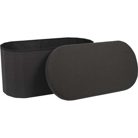 Pouf ovale LUNO con contenitore, nero (1/5)