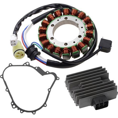 Magneto repair kit for Yamaha YFM450 Grizzly 450 quad (2011-2016): 3-piece charging system (stator coil, paper gasket and rectifier). (1/4)